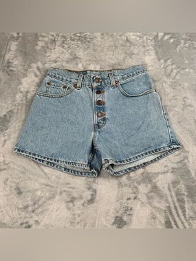 VTG Levis Denim Shorts Womens Juniors 3 Button Fly Cotton USA Y2K Black Label